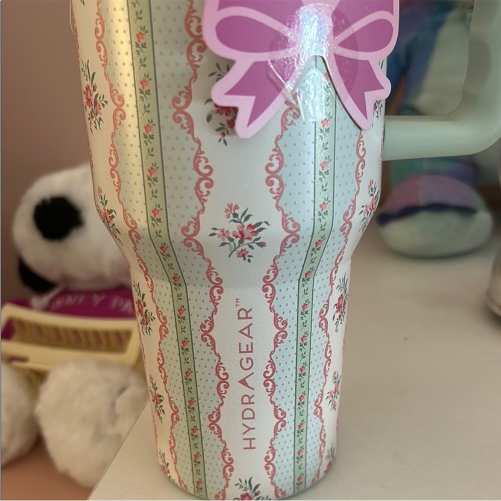 Floral Water Bottle - Mint and Pink - Picture 3 of 11